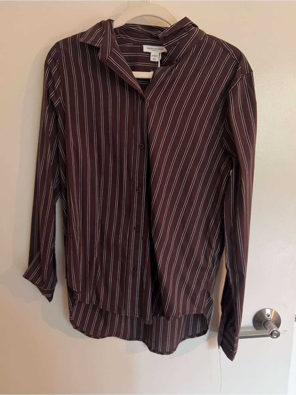 Brown Striped Button-Down Shirt